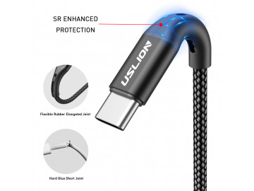 Cabo Usb 3.0 para Samsung S8 S9 S10 e Superior Uslion Carregamento Ultra Rápido Entrada Tipo C - Preto