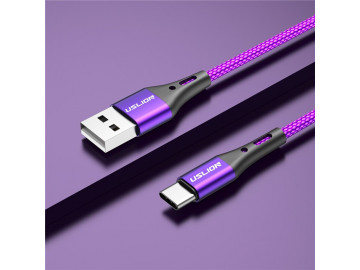 Cabo Usb 3.0 para Samsung S8 S9 S10 e Superior Uslion Carregamento Ultra Rápido Entrada Tipo C - Roxo 