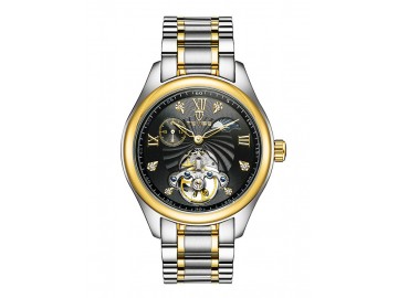 Relógio Tevise 8031 Masculino Automático Pulseira de Aço - Preto e Dourado 