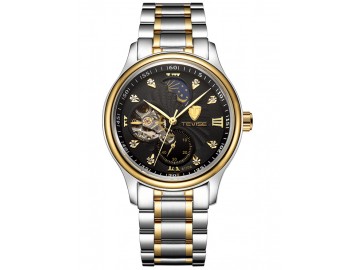 Relógio Tevise 8122A Masculino Automático Pulseira de Aço - Preto e Dourado 