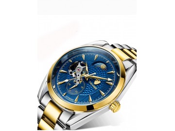 Relógio Tevise T795C Masculino Automático Pulseira de Aço - Azul e Dourado