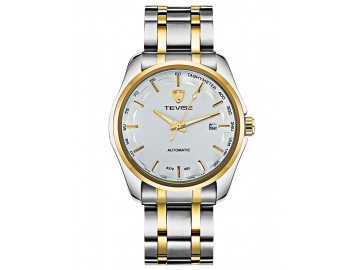 Relógio Tevise 8379-003 Masculino Automático Pulseira de Aço - Branco e Dourado 