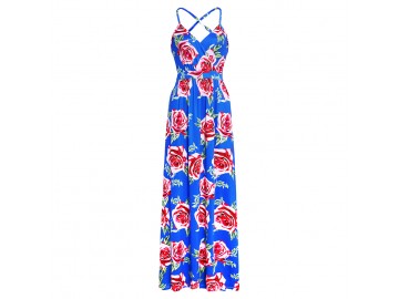 Vestido Longo Floral - Azul 