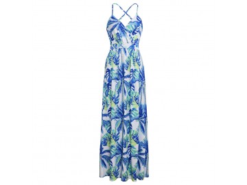 Vestido Longo Floral - Azul Claro 