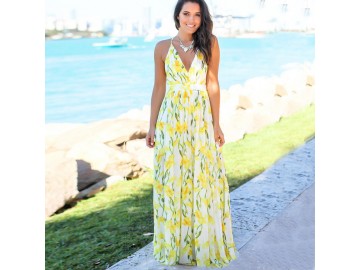 Vestido Longo Floral - Amarelo