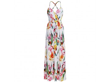 Vestido Longo Floral - Branco 