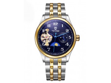 Relógio Tevise 8466 Masculino Automático Pulseira de Aço - Preto e Dourado 