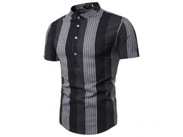 Camisa Listrada Sheffield - Preto