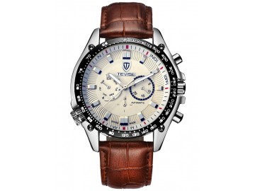 Relógio Tevise 671A Masculino Automático Pulseira de Couro - Branco 