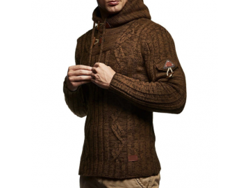 Cardigan Masculino Knit Button - Marrom