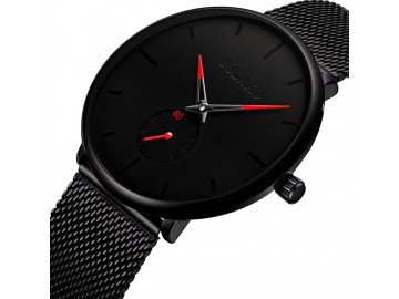 Relógio Yolako Masculino Pulseira em Malha de Aço Inoxidável - Preto/Vermelho