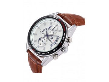 Relógio Tevise 8385 Masculino Automático Pulseira de Couro - Branco 