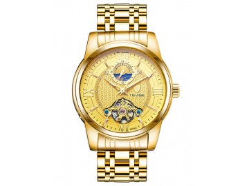 Relógio Tevise T805D Tuo Fly Masculino Automático Pulseira de Aço - Dourado 