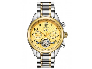 Relógio Tevise 5351 Tourbillon Masculino Automático Pulseira de Aço - Dourado 