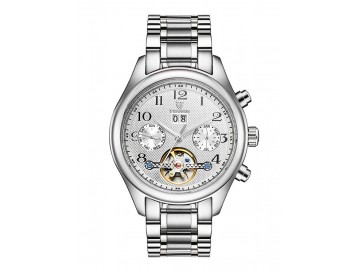 Relógio Tevise 5351 Tourbillon Masculino Automático Pulseira de Aço - Branco 