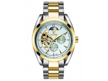 Relógio Tevise T795A Masculino Automático Pulseira de Aço - Verde e Dourado 