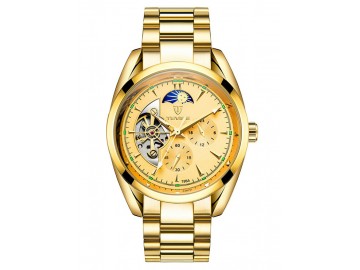 Relógio Tevise T795A Masculino Automático Pulseira de Aço - Dourado 