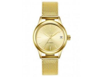 Relógio Tevise  9017 Masculino Automático Pulseira de Aço - Dourado 