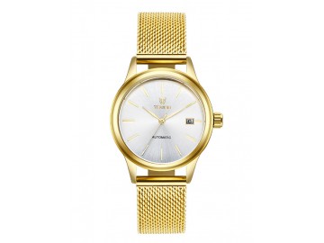 Relógio Tevise  9017 Masculino Automático Pulseira de Aço - Branco e Dourado 