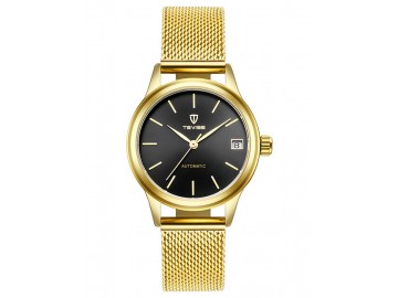 Relógio Tevise  9017 Masculino Automático Pulseira de Aço - Preto e Dourado 