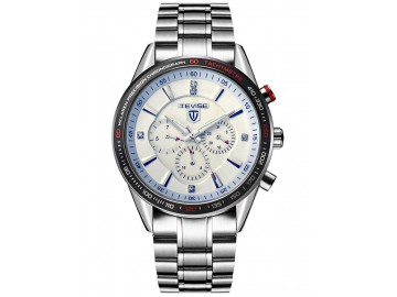 Relógio Tevise 823B Masculino Automático Pulseira de Aço - Branco 