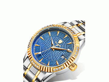 Relógio Tevise T629A Masculino Automático Pulseira de Aço - Azul e Dourado 