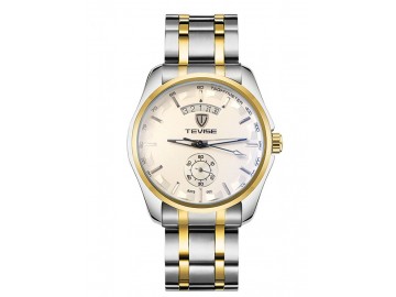 Relógio Tevise  8379-002 Masculino Automático Pulseira de Aço - Branco e Dourado 