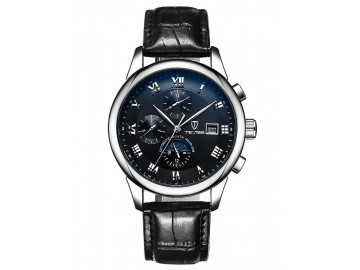 Relógio Tevise 9008 Masculino Automático Pulseira de Couro - Preto 