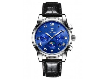 Relógio Tevise 9008 Masculino Automático Pulseira de Couro - Azul 