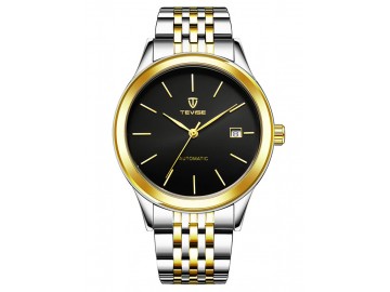 Relógio Tevise 9017 Masculino Automático Pulseira de Aço - Preto e Dourado 