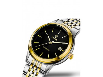 Relógio Tevise 9017 Masculino Automático Pulseira de Aço - Preto e Dourado