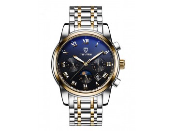 Relógio Tevise 9005 Masculino Automático Pulseira de Aço - Azul e Dourado 