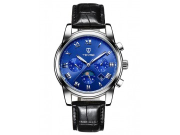 Relógio Tevise 9005 Masculino Automático Pulseira de Couro - Azul 