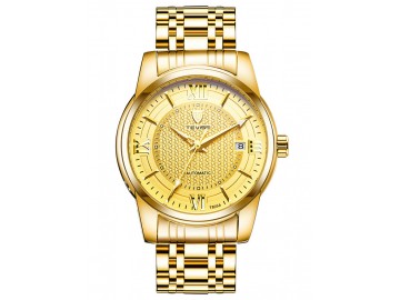 Relógio Tevise T805A Calendar Masculino Automático Pulseira de Aço Inoxidável - Dourado 