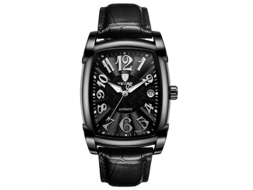 Relógio Tevise 9013 Masculino Automático Pulseira de Couro Preto - Preto e Branco 