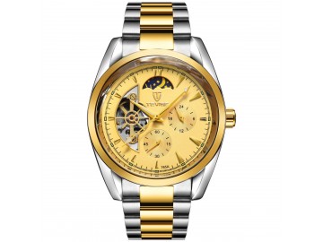 Relógio Tevise 795A Masculino Automático Pulseira de Aço Inoxidável - Dourado 