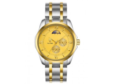 Relógio Tevise 9036G Masculino Automático Pulseira de Aço Inoxidável - Dourado 