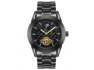 Relógio Tevise 8378 Masculino Automático Pulseira de Aço Inoxidável - Preto 