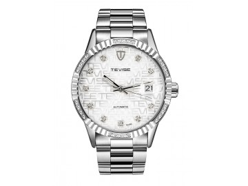 Relógio Tevise T629C Masculino Automático Pulseira de Aço Inoxidável - Branco 