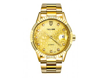 Relógio Tevise T629C Masculino Automático Pulseira de Aço Inoxidável - Dourado 