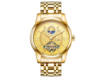 Relógio Tevise T805D Masculino Automático Pulseira de Aço Inoxidável - Dourado 