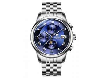 Relógio Tevise 9008 Masculino Automático Pulseira de Aço Inoxidável - Azul 