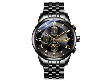 Relógio Tevise 9008 Masculino Automático Pulseira de Aço Inoxidável - Preto 