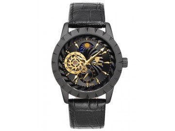 Relógio Tevise T810B Masculino Automático Pulseira de Couro Preto - Preto 