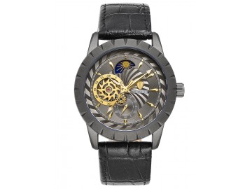 Relógio Tevise T810B Masculino Automático Pulseira de Couro Preto - Cinza 