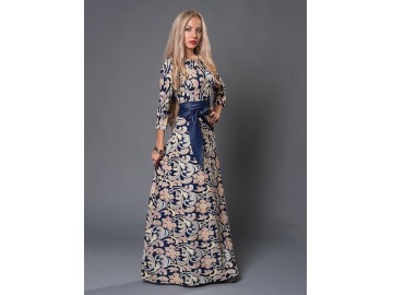 Vestido Longo Estampa Floral - Azul 