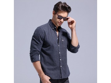 Camisa Masculina Slim Manga longa - Preto 