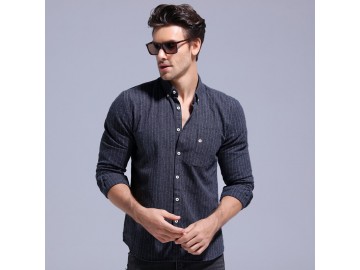 Camisa Masculina Slim Manga longa - Preto