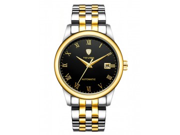 Relógio Tevise T80U Masculino Automático Pulseira de Aço - Preto e Dourado 