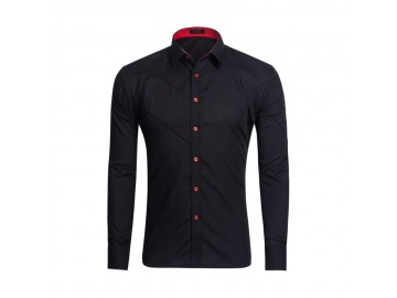 Camisa Masculina Slim Manga longa - Preto 